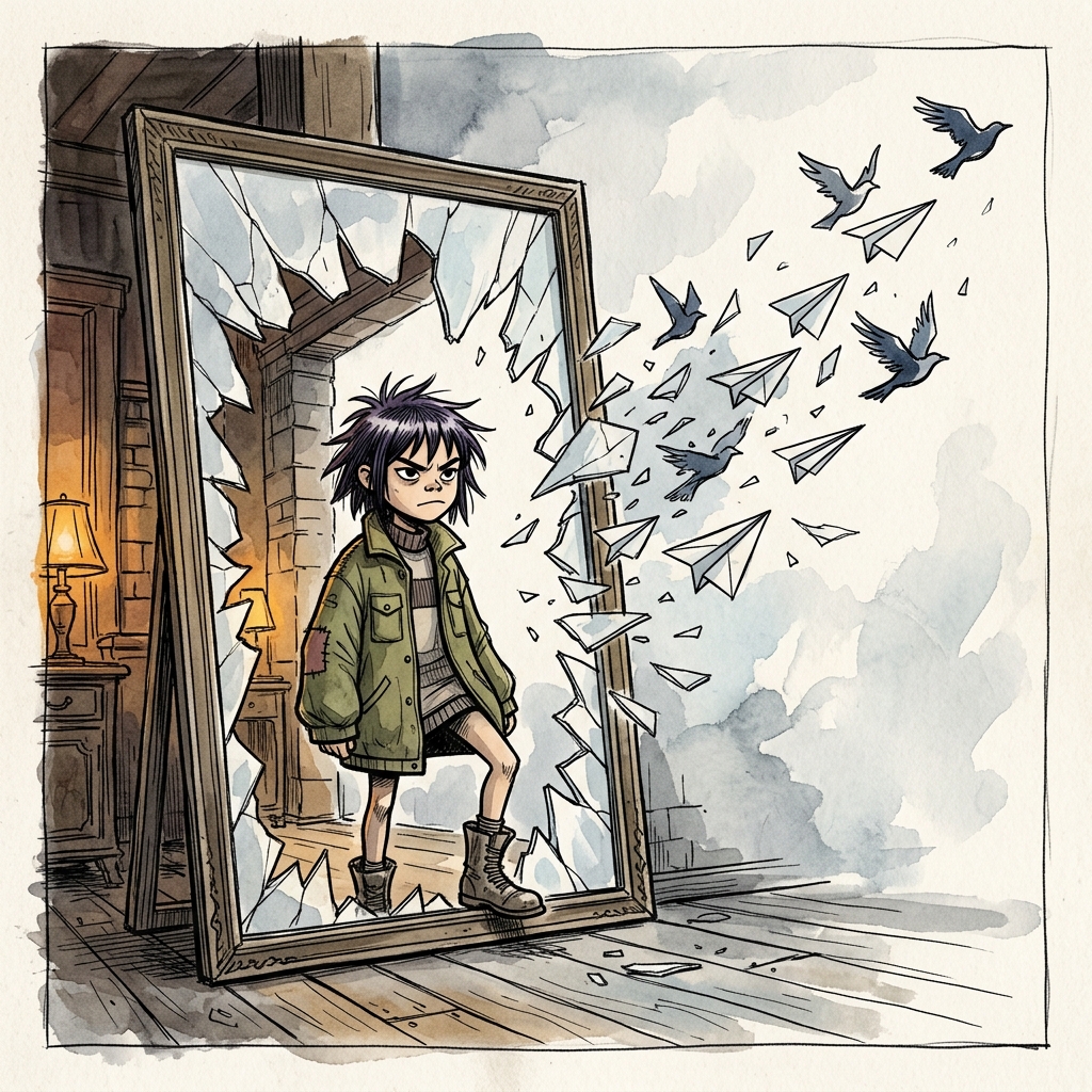 The Mirror — shards becoming birds